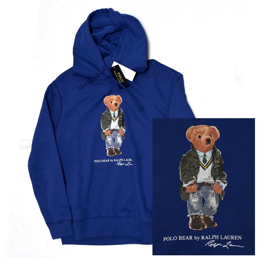 Polo Ralph Lauren Polo Bear Fleece Hoodie Sweatshirt - Navy Denim Bear XL